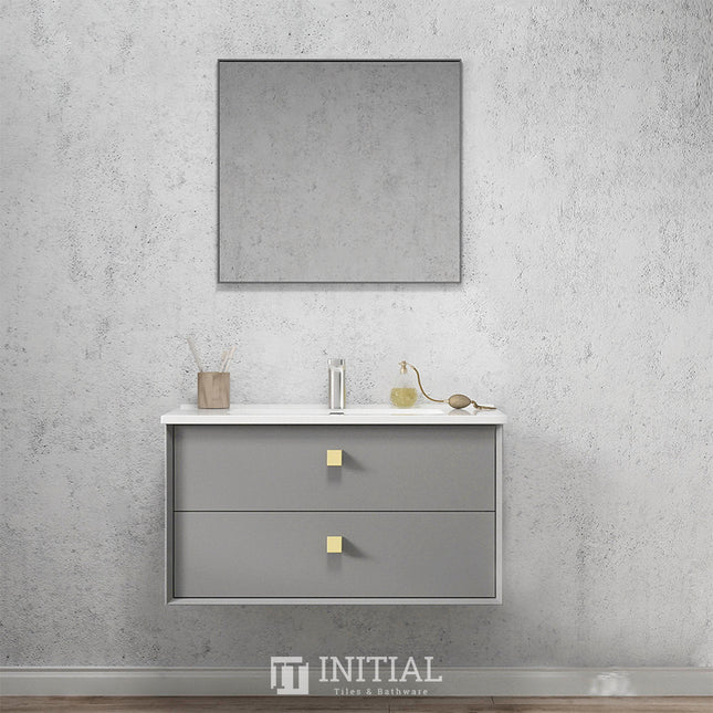 Otti Hugo Series Wall Hung Vanity with 2 Drawers Soft Close Doors Matt Grey 890W X 550H X 460D ,