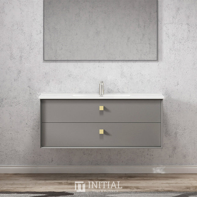 Otti Hugo Wall Hung Vanity with 2 Drawers Soft Close Doors Matt Grey 1190W X 550H X 460D ,