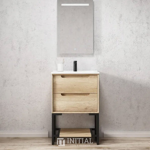 Otti Bruno Series Wall Hung Vanity with 2 Drawers Soft Close Doors Natural Oak 740W X 550H X 460D , With 750mm Leg