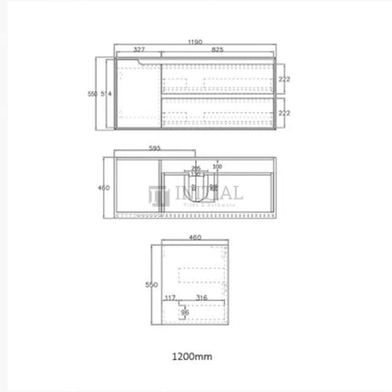Otti Bruno Wall Hung Vanity with 2 Drawers Soft Close Doors Natural Oak 1190W X 550H X 460D ,