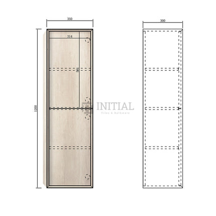 Otti Bruno Wall Hung Tall Boy Vanity With 2 Doors Soft closing 350W X 1200H X 300D ,