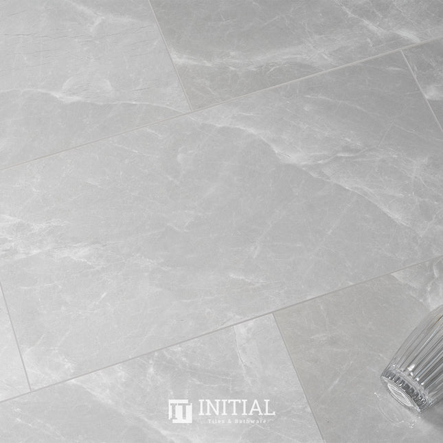 Gris Grey Polished Marble Look Bathroom Floor Tile 300X600 ,