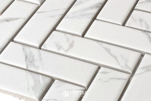 Feature Mosaic Persian Carrara Look Mosaic Small Herringbone Matt 243X317 ,