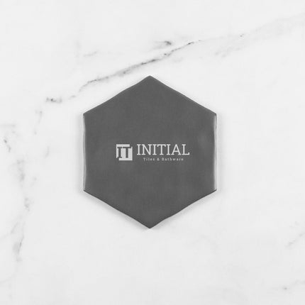 Ceramic Glazed Rippled Surface Hexagon Charcoal Matt 130X150mm ,
