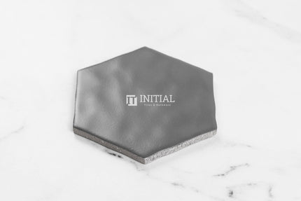 Ceramic Glazed Rippled Surface Hexagon Charcoal Matt 130X150mm ,
