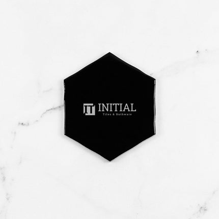 Ceramic Glazed Rippled Surface Hexagon Gloss Black 130X150mm ,