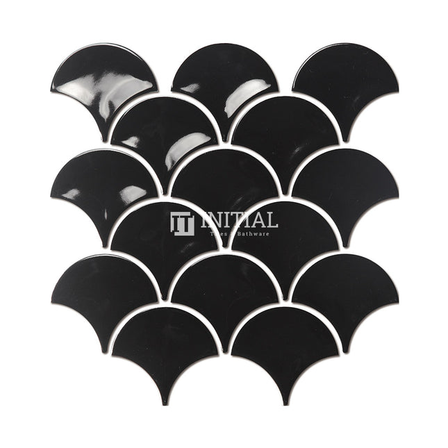 Feature Mosaic Shell Fish Scale Mosaic Gloss Black 259X273 ,