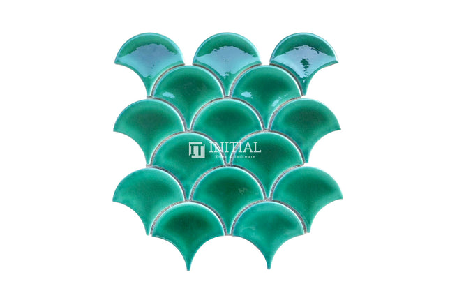 Feature Mosaic Shell Fish Scale Mosaic Gloss Reef Green 259X273 ,