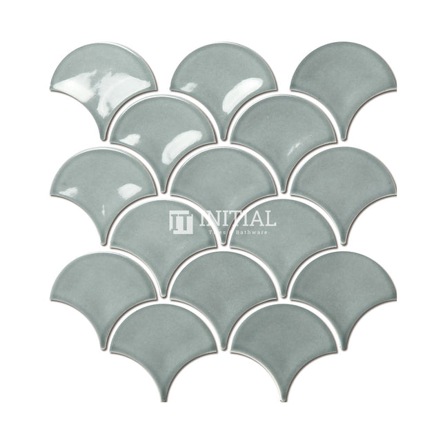 Feature Mosaic Shell Fish Scale Mosaic Gloss Water Green 259X273 ,