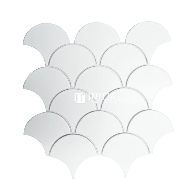 Feature Mosaic Shell Fish Scale Mosaic Matt White Flat 259X273 ,