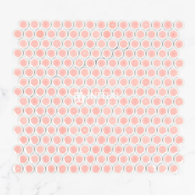 Feature Mosaic Venice 19mm Penny Round Mosaic Gloss Pink 315X294 ,