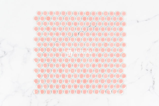 Feature Mosaic Venice 19mm Penny Round Mosaic Gloss Pink 315X294 ,