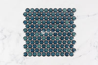 Feature Mosaic Venice 28mm Penny Round Mosaic Gloss Shadow Green 314X328 ,