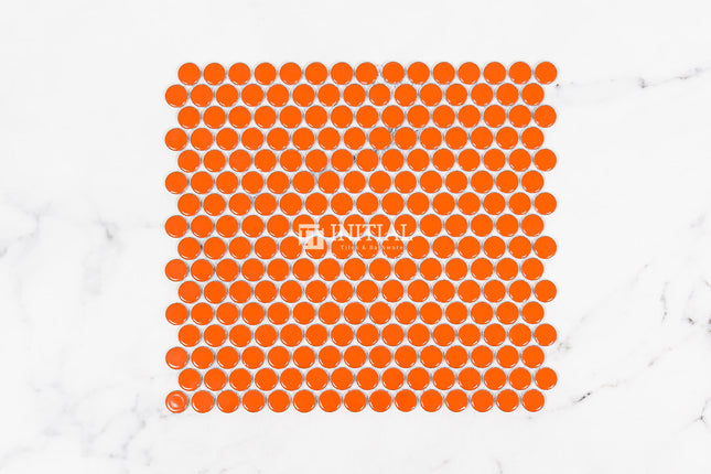 Feature Mosaic Venice 19mm Penny Round Mosaic Gloss Bright Orange 315X294 ,