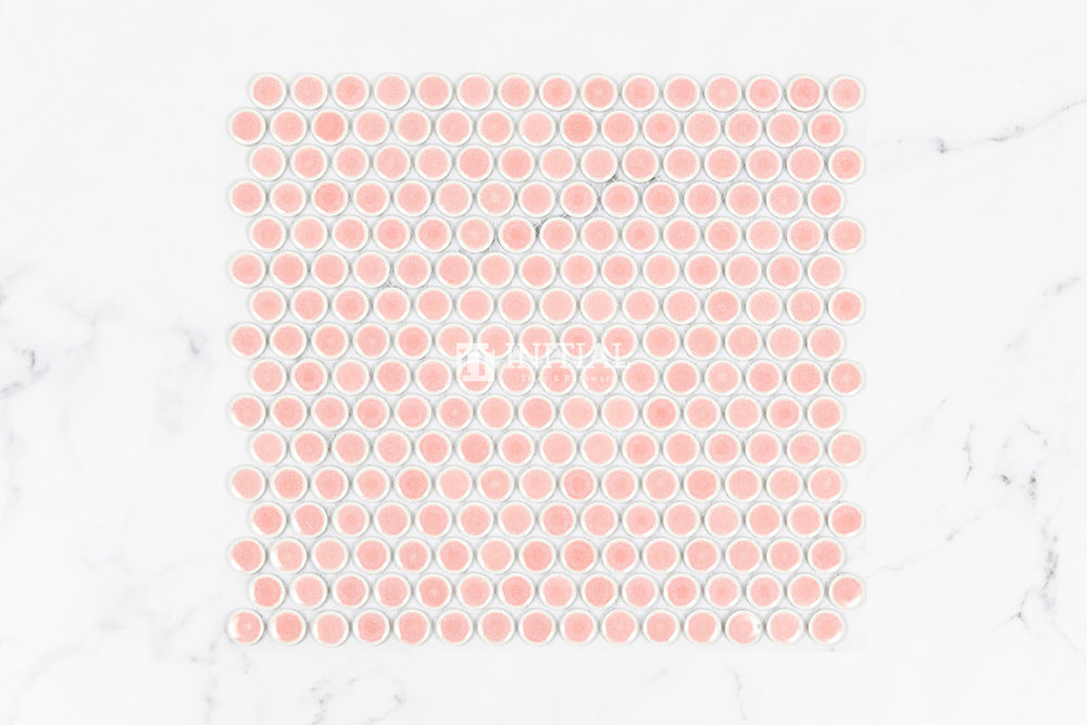 Feature Mosaic Venice 19mm Penny Round Mosaic Gloss Pink 315X294 ,