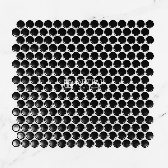 Feature Mosaic Venice 19mm Penny Round Mosaic Matt Black 315X294 ,