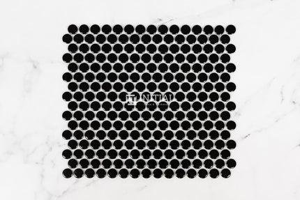 Feature Mosaic Venice 19mm Penny Round Mosaic Gloss Black 315X294 ,