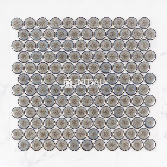 Feature Mosaic Venice 28mm Penny Round Mosaic Gloss Mottled Grey 314X328 ,
