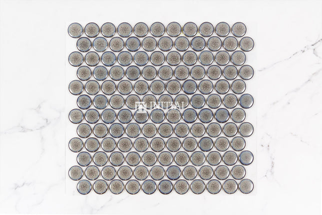 Feature Mosaic Venice 28mm Penny Round Mosaic Gloss Mottled Grey 314X328 ,