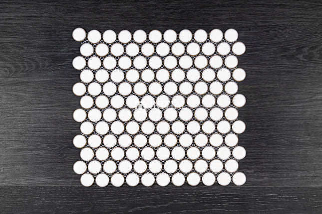 Feature Mosaic Venice 28mm Penny Round Mosaic Gloss Antique White 314X328 ,