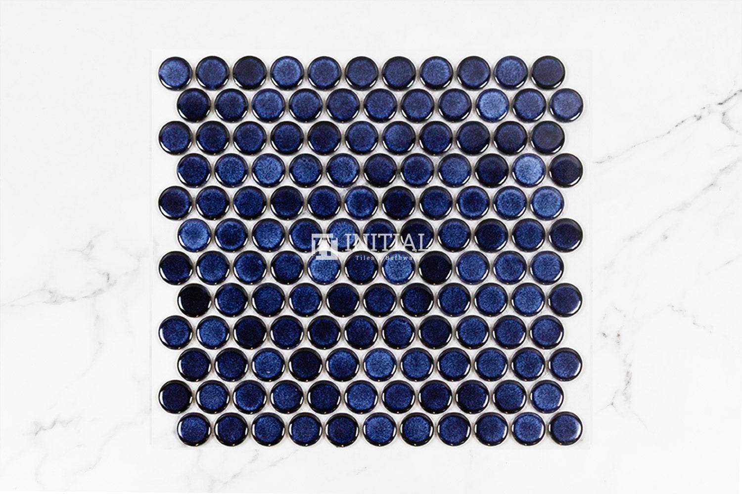 Feature Mosaic Venice 28mm Penny Round Mosaic Gloss Shadow Blue 314X328 ,