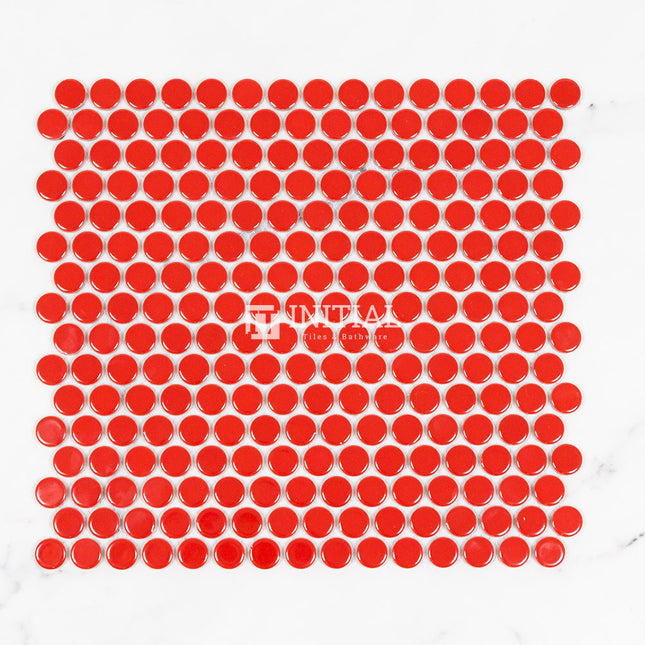 Feature Mosaic Venice 19mm Penny Round Mosaic Gloss Red 315X294 ,