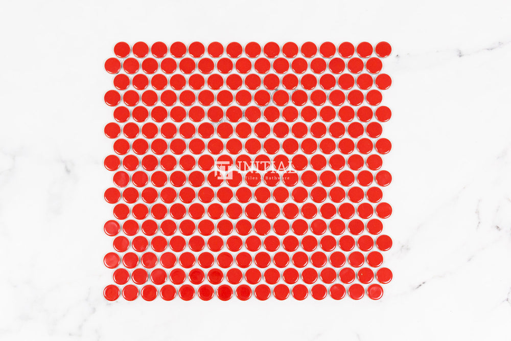 Feature Mosaic Venice 19mm Penny Round Mosaic Gloss Red 315X294 ,