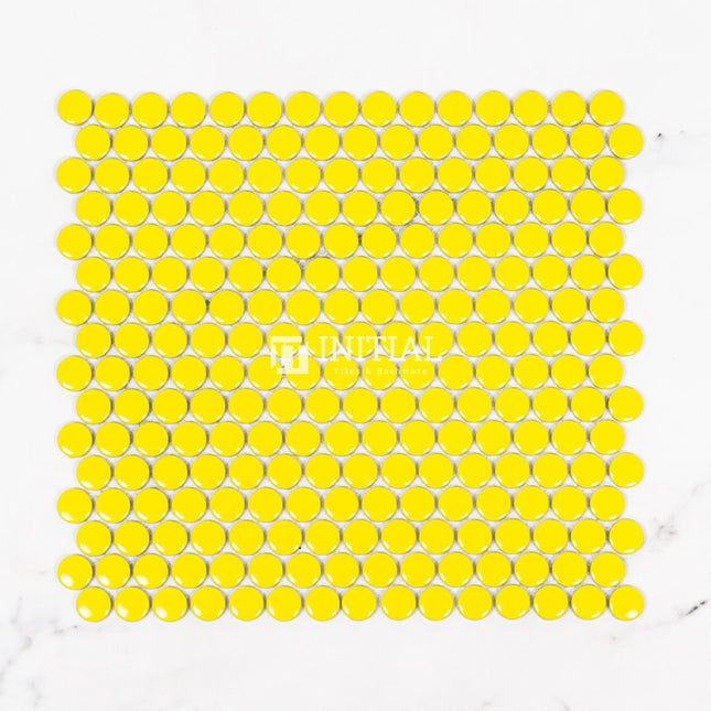 Feature Mosaic Venice 19mm Penny Round Mosaic Gloss Yellow 315X294 ,