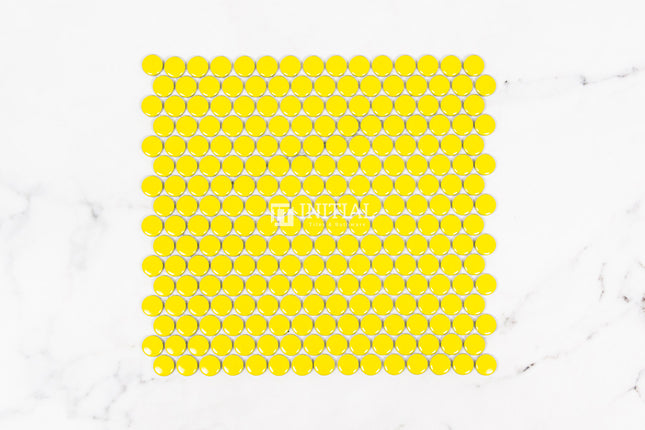 Feature Mosaic Venice 19mm Penny Round Mosaic Gloss Yellow 315X294 ,