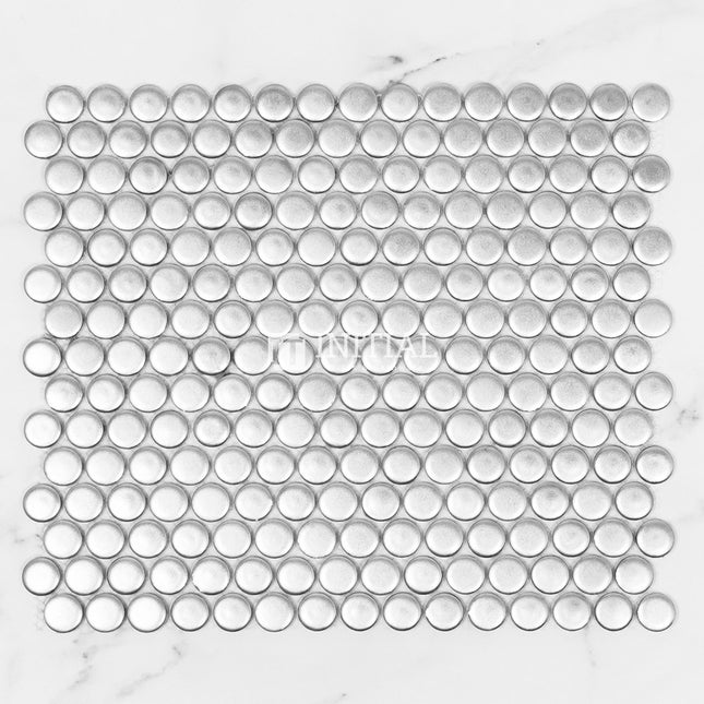 Feature Mosaic Venice 19mm Penny Round Mosaic Matt Metal Plate Silver 315X294 ,