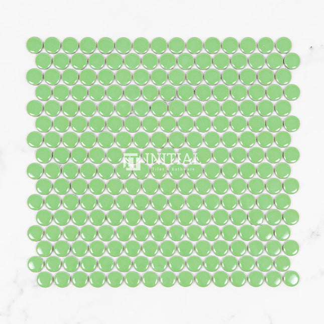 Feature Mosaic Venice 19mm Penny Round Mosaic Gloss Green 315X294 ,