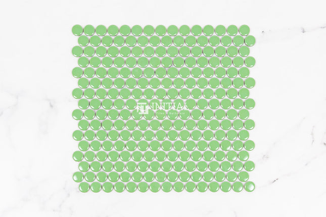 Feature Mosaic Venice 19mm Penny Round Mosaic Gloss Green 315X294 ,