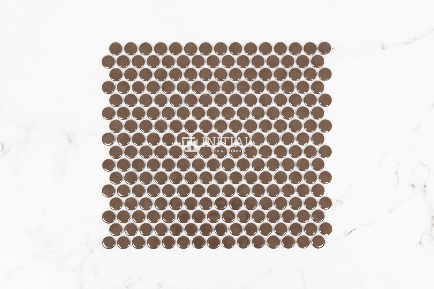 Feature Mosaic Venice 19mm Penny Round Mosaic Gloss Cappuccino 315X294 ,