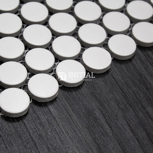 Feature Mosaic Venice 19mm Penny Round Mosaic Matt White 315X294 ,