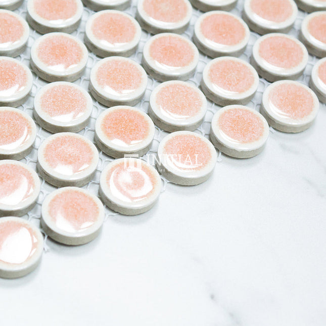 Feature Mosaic Venice 19mm Penny Round Mosaic Gloss Pink 315X294 ,