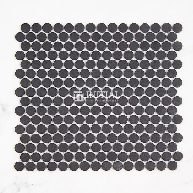 Feature Mosaic Venice 19mm Penny Round Mosaic Matt Matt Black 315X294 ,