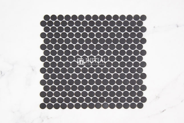 Feature Mosaic Venice 19mm Penny Round Mosaic Matt Matt Black 315X294 ,