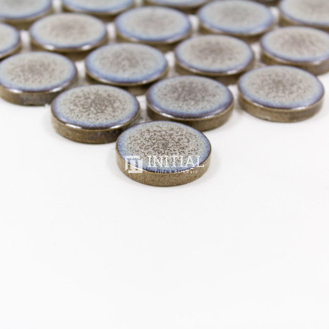 Feature Mosaic Venice 28mm Penny Round Mosaic Gloss Mottled Grey 314X328 ,