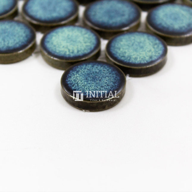 Feature Mosaic Venice 28mm Penny Round Mosaic Gloss Shadow Green 314X328 ,