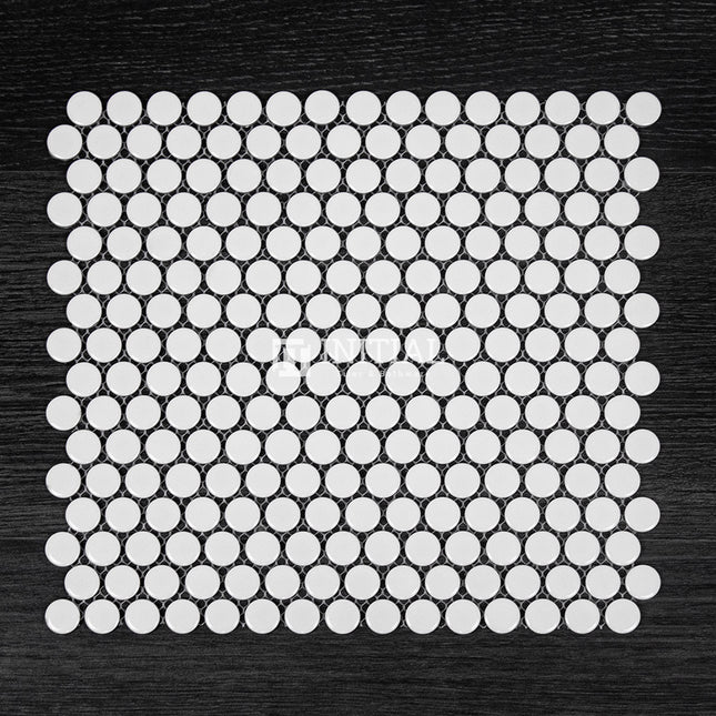Feature Mosaic Venice 19mm Penny Round Mosaic Gloss Whtie 315X294 ,