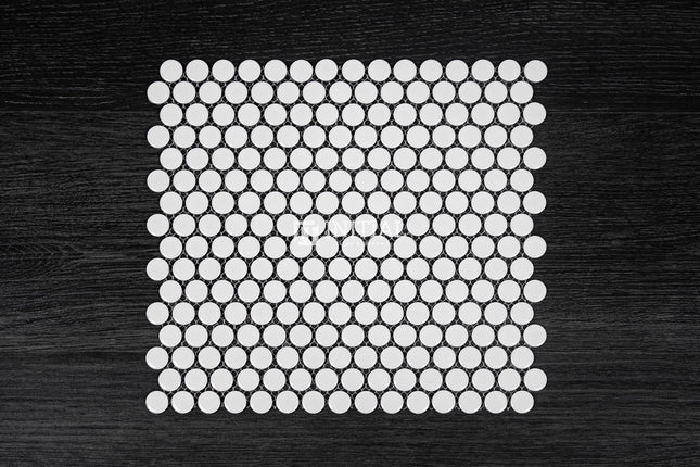 Feature Mosaic Venice 19mm Penny Round Mosaic Gloss Whtie 315X294 ,