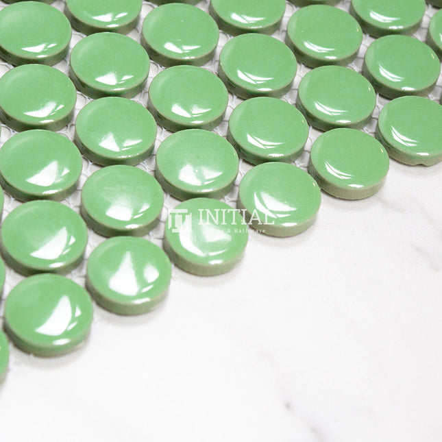 Feature Mosaic Venice 19mm Penny Round Mosaic Gloss Green 315X294 ,