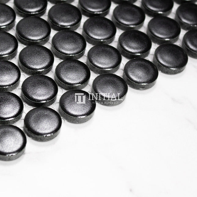 Feature Mosaic Venice 19mm Penny Round Mosaic Matt Black 315X294 ,