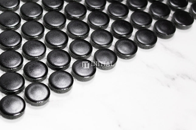 Feature Mosaic Venice 19mm Penny Round Mosaic Matt Black 315X294 ,