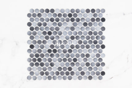 Feature Mosaic Venice 19mm Penny Round Mosaic Gloss Mixed Grey 315X294 ,