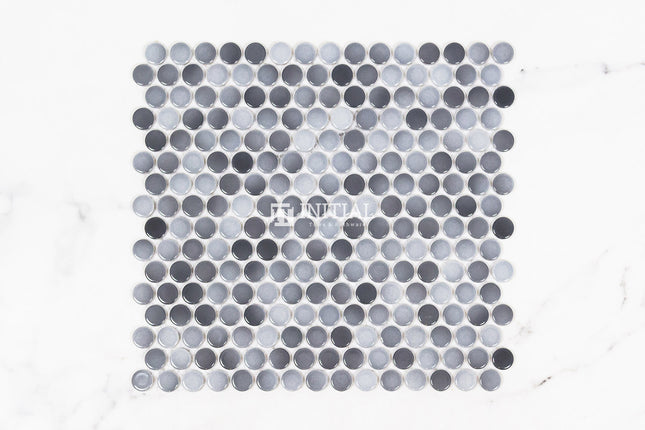 Feature Mosaic Venice 19mm Penny Round Mosaic Gloss Mixed Grey 315X294 ,