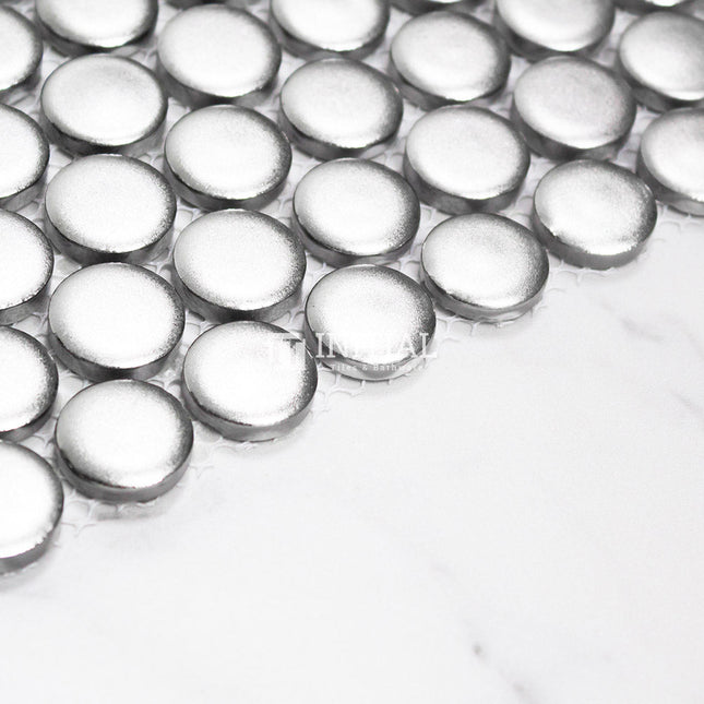 Feature Mosaic Venice 19mm Penny Round Mosaic Matt Metal Plate Silver 315X294 ,