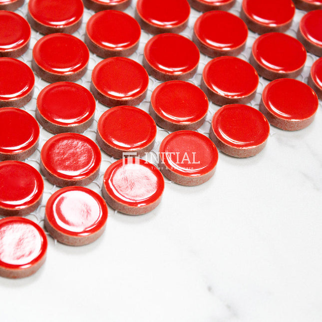 Feature Mosaic Venice 19mm Penny Round Mosaic Gloss Red 315X294 ,