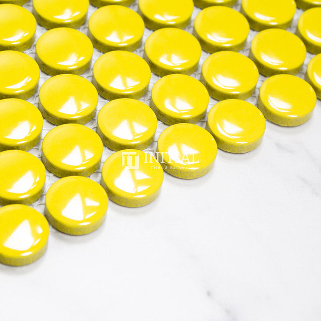 Feature Mosaic Venice 19mm Penny Round Mosaic Gloss Yellow 315X294 ,