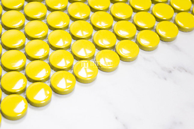 Feature Mosaic Venice 19mm Penny Round Mosaic Gloss Yellow 315X294 ,